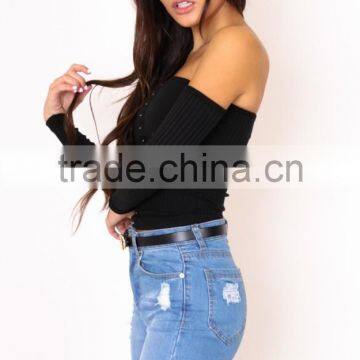 Long Sleeve off Shoulder Knit Top Women Fashion Designer Patterns photo-5