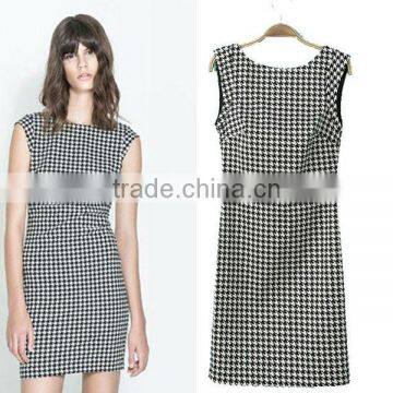 HD-D102 2014 hot design elegant women checked dress/casualdress