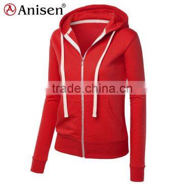 oem service 100% cotton slim custom women zipper hoodies