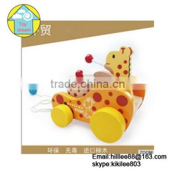 Deer trailer duming,novelty toys wooden animal baby toys for play