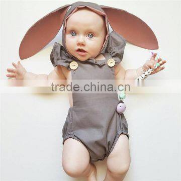 newborn baby clothes Romper wholesale 2017 2pcs baby clothes 0-24M Romper With Ears Hat