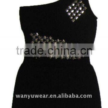 fashionable seamless lady one-shoulder evening dress