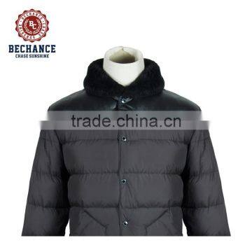 2017 Men's Down Jacket With Lamb Fur Collar Leather Yoke photo-5
