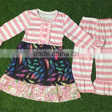 2017 wholesale kids boutique ruffle outfits skirt with cute shorts kids outfits teen girls clothing sets