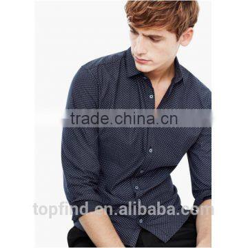 Spots Print Classic Collar White Button Slim Fit Fashionable Casual Men's Shirt for 2016 photo-2