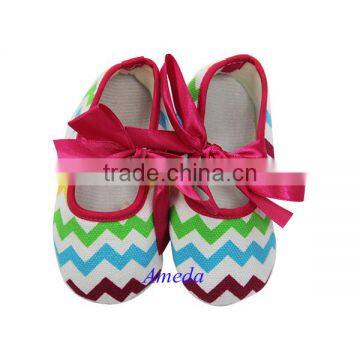 Baby Girls Easter Pink Blue Green Yellow Chevron Crib Shoes NB-18M