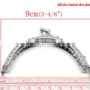 5pc Silver Tone Purse Bag Metal Arch Frame Kiss Clasp Lock 9x6.3cm(3 4/8"x2 4/8"),Jewelry