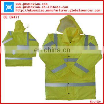 waterproof safety jacket with 300D oxford ,Hi vis reflective jacket with class3 tape ,waterproof reflective jacket multi~pockets