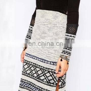 2016 Latest Long Skirt Design Oem Jersey Maxi Tie Dye Grey Knitted Skirt photo-3