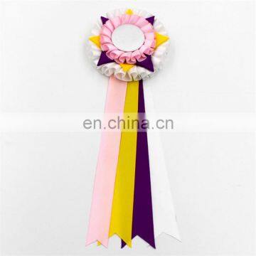 Hot sale fancy party item type decorative flowers rosette ribbons custom