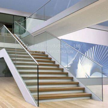 Indoor Stair U Channel Balustrade Aluminum Glass Railing