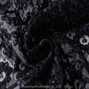 Black and Gold Sequin Paillette Fabric Embroidery photo-3