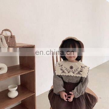 6140/ 2020 Newest Sweet Fashion Elegant Plaid Kids Shirt Spring Autumn Girls Long Sleeve Embroidered Shirt photo-3