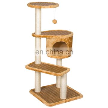 big size beige brown summer sleeping mat cat scratcher with playing toy