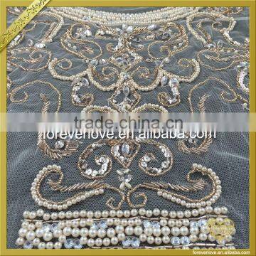 Handmade Flower Shape Beaded Crystal Rhinestone Applique for Dress FHA-054 photo-4