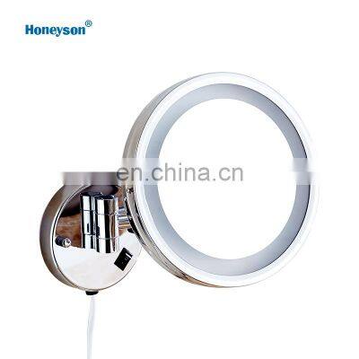 Hotel Bathroom Smart Round Wall Magnifying Illuminated Bathroom Mirror photo-3