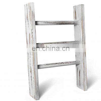 3-Tier Wood Countertop Mini Tea Towel Ladder Towel Rack wooden shelf