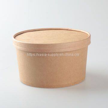 Disposable noodle takeaway containers pe coating paper bowls with pet lids food packaging containers