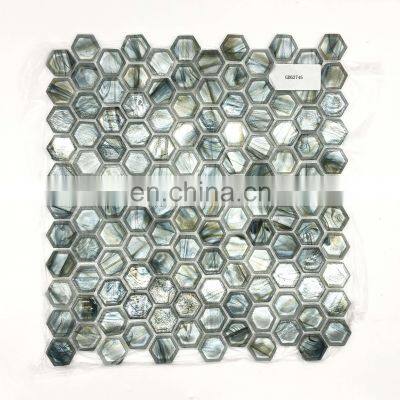 Swimming Pool glass self adhesive mosaic tiles for crafts colorful irridiscent crystal  bathroom mosaics