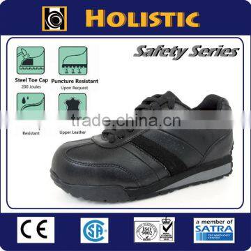 Black Leather Steel or Aluminum toe Anti shock Safety Shoe for women