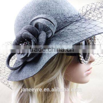 Ladies Design Party/Church Veiling Wool Felt Hat photo-2