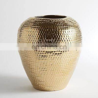 gold plated hammered flower vase