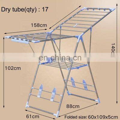 Standing X-shape Drying Rack Clothes Bathroom Stainless Steel Clothes Hanging Drying Rack photo-5