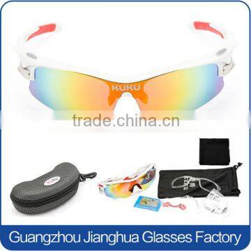 New customized white frame unisex anti UV400 high impact waterproof sun glasses interchangeable cycling eyewear