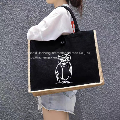 Custom Logo Printed Cheap Recycle Eco Friendly Shopping Jute Tote Bag photo-5