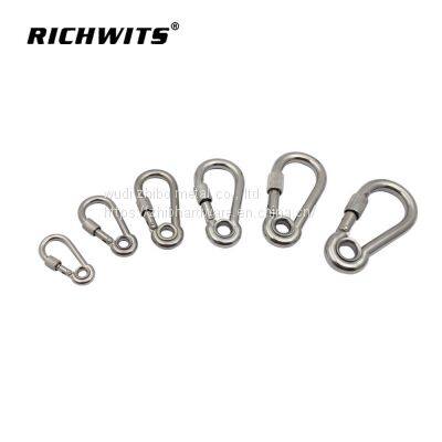 304/316 Stainless steel carabiner hook with eyelet and nut