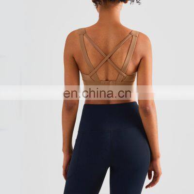Fast Delivery Fixed Pads Adjustable Sports Training Bra Shockproof High Impact Workout Exercise Clothing Ladies Gym Yoga Bra Top