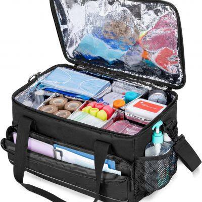 Big  Insulated Medical Bag with Adjustable Dividers, Easy Clean Trauma Bag, Medicine Supplies Storage Bag