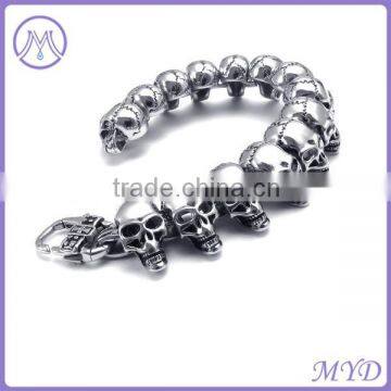 High quality vintage Mens jewelry stainless steel heavy skull bracelet