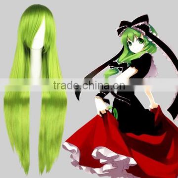 High Quality 100cm Long Straight Touhou Project-Hina Kagiyama Green Synthetic Anime Wig Cosplay Hair Wig Party Wig