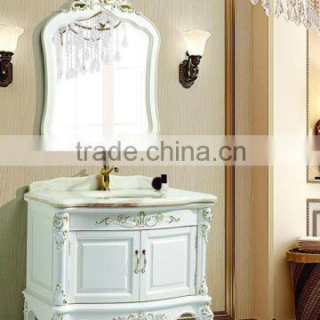 Thailand oak Ivory White Antique bathroom cabinet