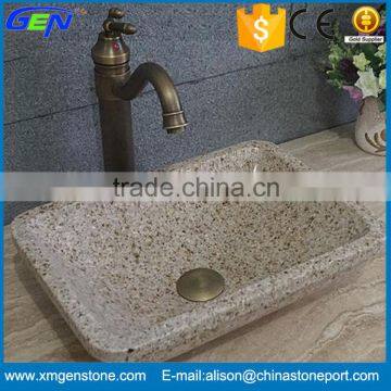 Polished Rectangular Yellow Granite Sink Bathroom Wash Basin