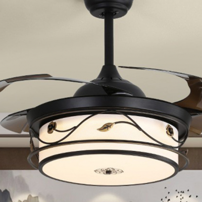 New Chinese style invisible fan light, Chinese style 36W variable frequency living room ceiling fan light, dining room bedroom fan light