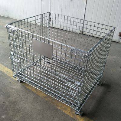 Industry Hanging Storage Wire Baskets Collapsible Stillage Cage Wire Mesh Container Pallet Box Foldable Metal Storage Pallet Basket Box Container photo-3