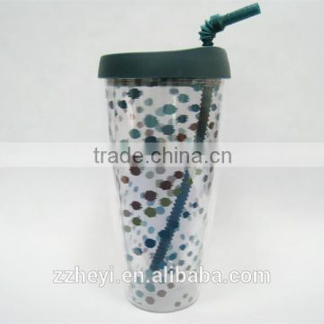 28oz new Double Wall Plastic double wall plastic drinking bottles with Lid and Straw