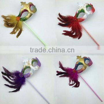 Venice hand painted coloured Wholesale masquerade masks with stick masquerade masks bulk party mask with stick