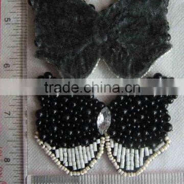 Handmade Bead and Rhinestone Sew on Patch Beaded Applique 1pc