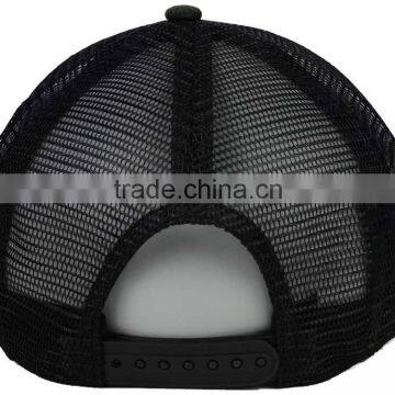 Guangjia High Quality Camo Hat Leather Patch 6 Panel Curved Brim Mesh Cap Bulk photo-4