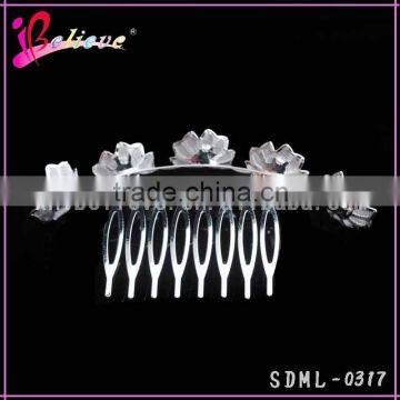 Diamond Flower Silver Metal Hair Comb Wedding Hair Jewelry Magic Hair Comb photo-2
