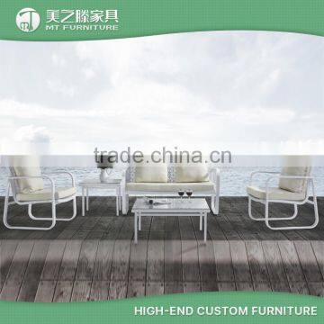 Cheap high quality leisure simple design aluminum frame white rattan furniture sofa set