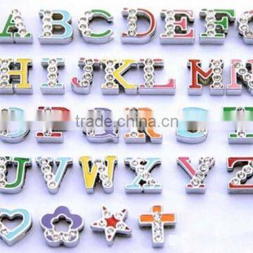 8mm colorful letters with rhinestone slide letters DIY jewelry accessories