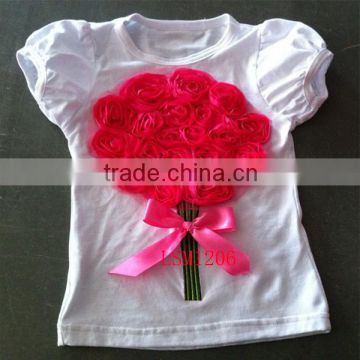 Rose madder flower tees girl floral bubble sleeve shirts toddle round neck estate baby t-shirts