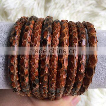 2016 High End Chic Brown Genuine Snake Skin Python Leather For Fashion Bangles 4,5,6 mm Round String Cord Python Rope