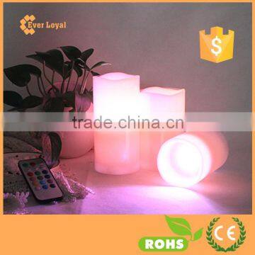 Everlasting LED Flameless Wax Candle Wavy Edge With Remote Control Set of 3