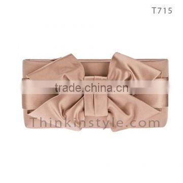 Bow satin clutch