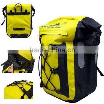 Yellow waterproof bike pannier bag for cycling